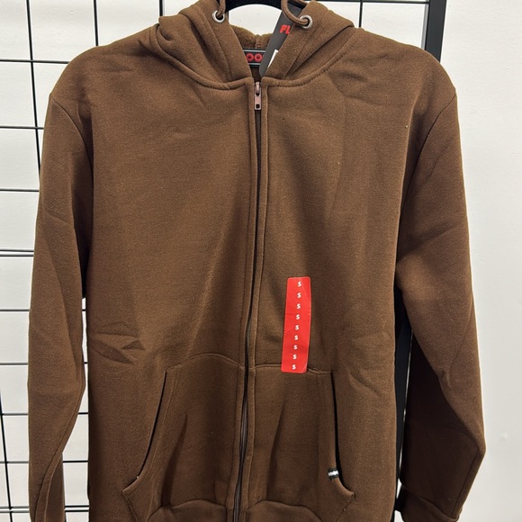 Men's Brown Zip-Up Hoodie Sweater - Picture 3 of 3